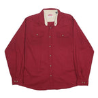 WRANGLER Mens Red & Cream Shirt Cotton XL Long Sleeve Button Workwear