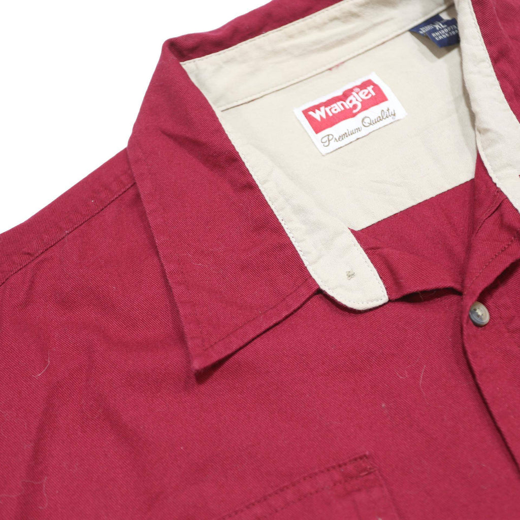 WRANGLER Mens Red & Cream Shirt Cotton XL Long Sleeve Button Workwear
