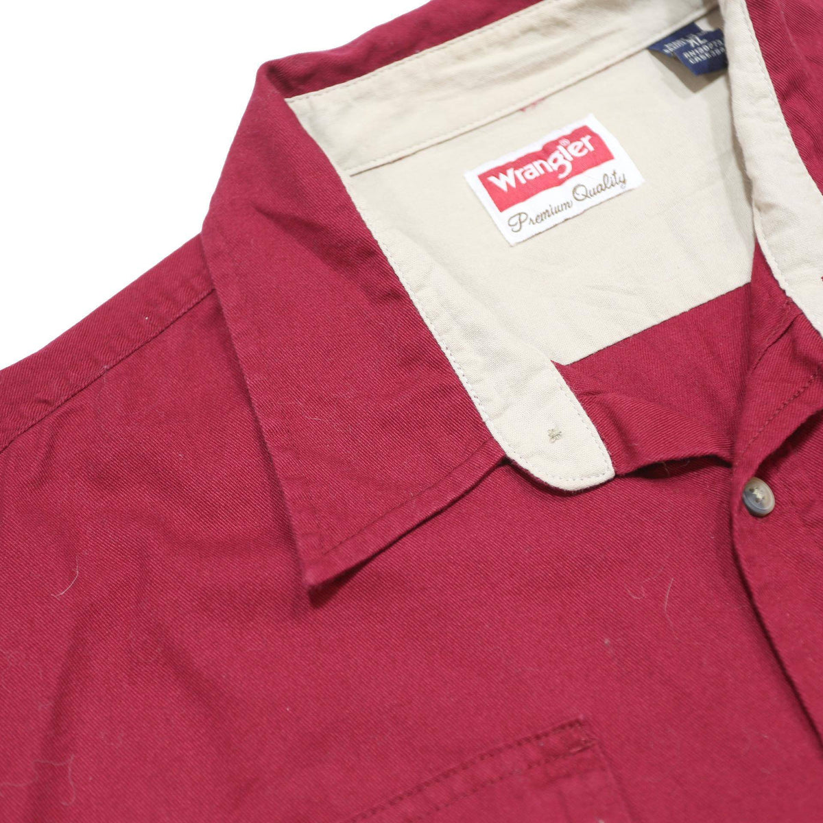 WRANGLER Mens Red & Cream Shirt Cotton XL Long Sleeve Button Workwear