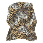 KWAI Womens Brown Black & White Animal Print Shirt Long Sleeve Collared M