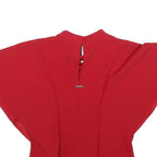 GUESS Womens Red Printed Top Short Sleeve Round Neck S Stylish Elegant