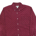 CHEROKEE Mens Maroon Shirt L Cotton Blend Button-Down Pocket Long Sleeve