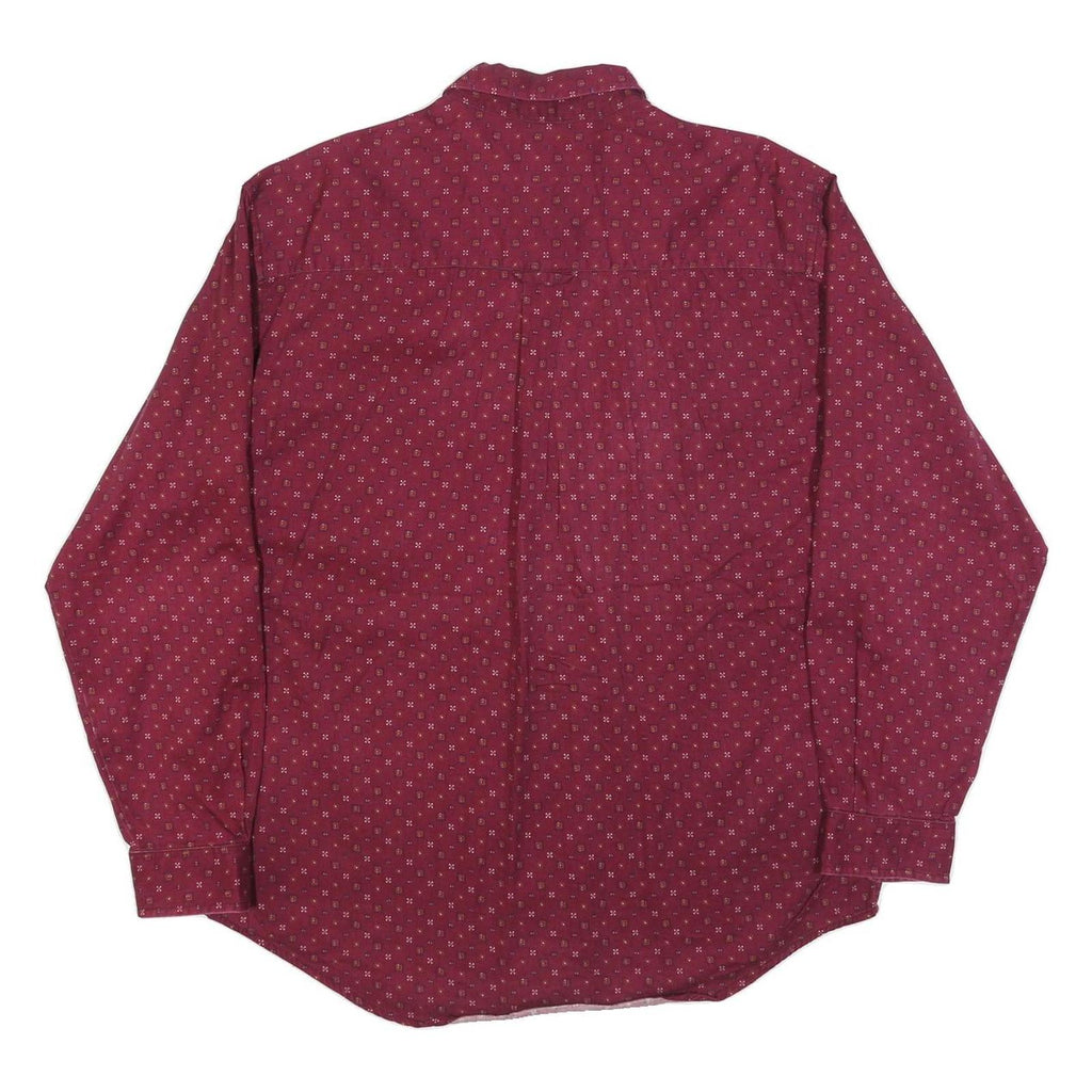 CHEROKEE Mens Maroon Shirt L Cotton Blend Button-Down Pocket Long Sleeve