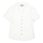 JUICY COUTURE Womens White Shirt Short Sleeve Button Neck S Ruffle Detail