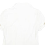 JUICY COUTURE Womens White Shirt Short Sleeve Button Neck S Ruffle Detail