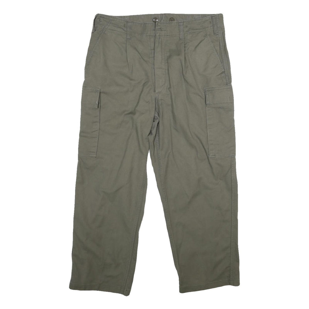 ROTROPF Mens Cotton Regular Fit Green Cargo Trousers W38 L27 Casual Zip Closure