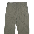 ROTROPF Mens Cotton Regular Fit Green Cargo Trousers W38 L27 Casual Zip Closure