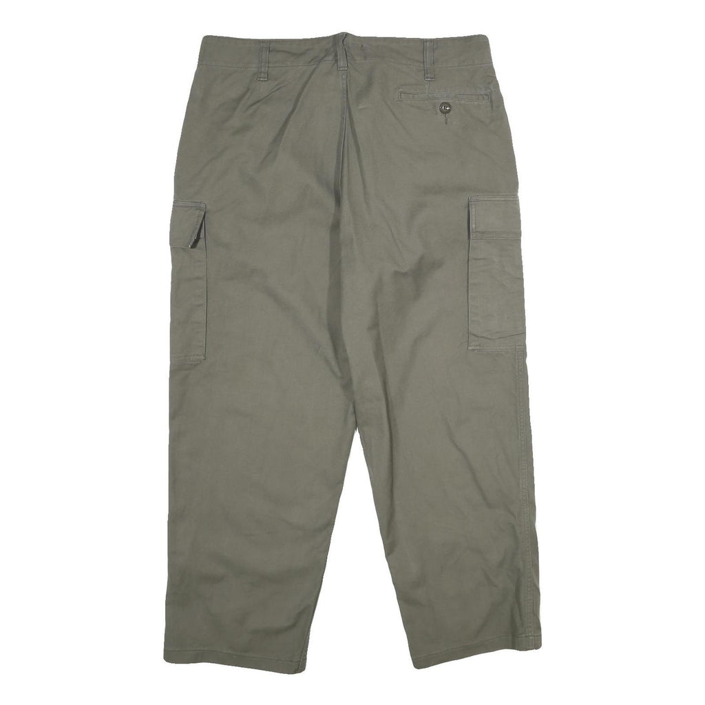 ROTROPF Mens Cotton Regular Fit Green Cargo Trousers W38 L27 Casual Zip Closure