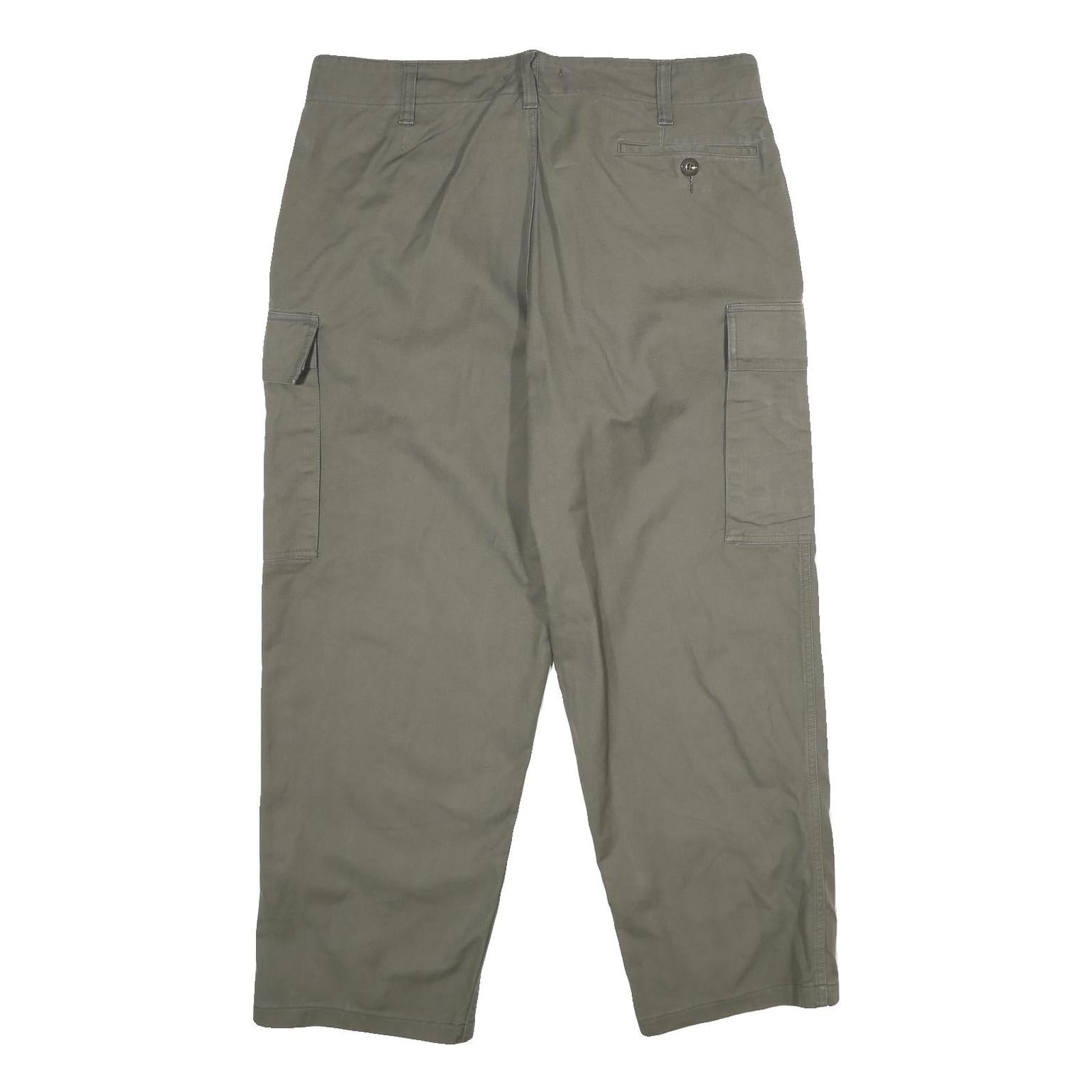 ROTROPF Mens Cotton Regular Fit Green Cargo Trousers W38 L27 Casual Zip Closure