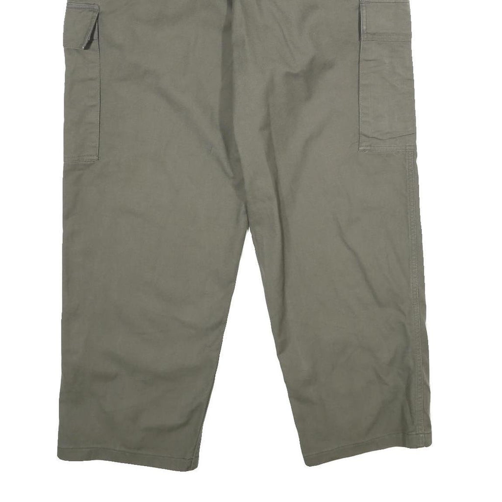 ROTROPF Mens Cotton Regular Fit Green Cargo Trousers W38 L27 Casual Zip Closure