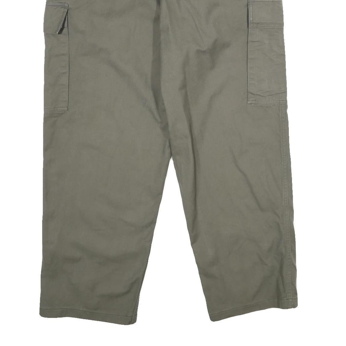 ROTROPF Mens Cotton Regular Fit Green Cargo Trousers W38 L27 Casual Zip Closure