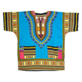 Tribal Pattern Womens Shift Dress Blue Short Sleeve Knee Length M
