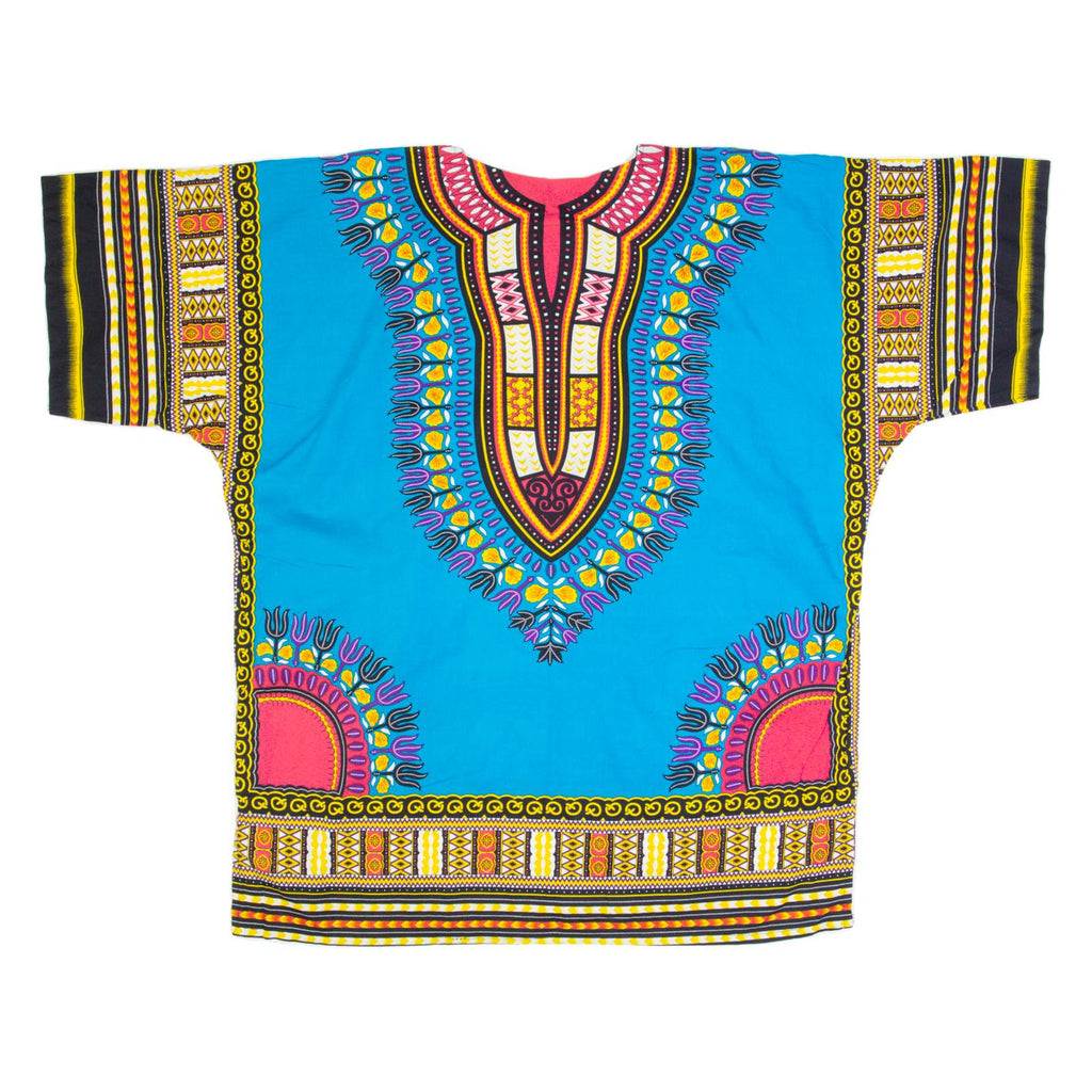 Tribal Pattern Womens Shift Dress Blue Short Sleeve Knee Length M