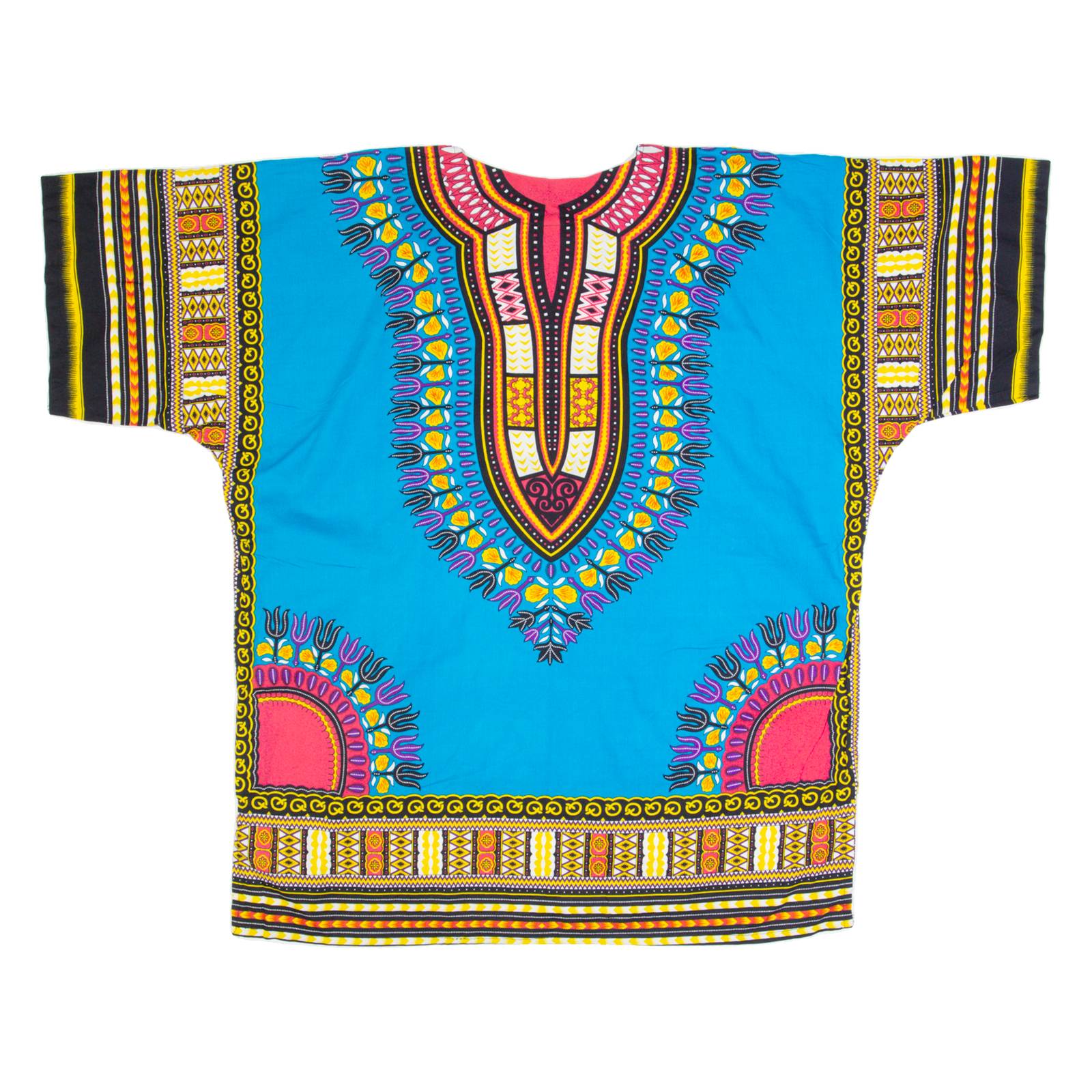 Tribal Pattern Womens Shift Dress Blue Short Sleeve Knee Length M