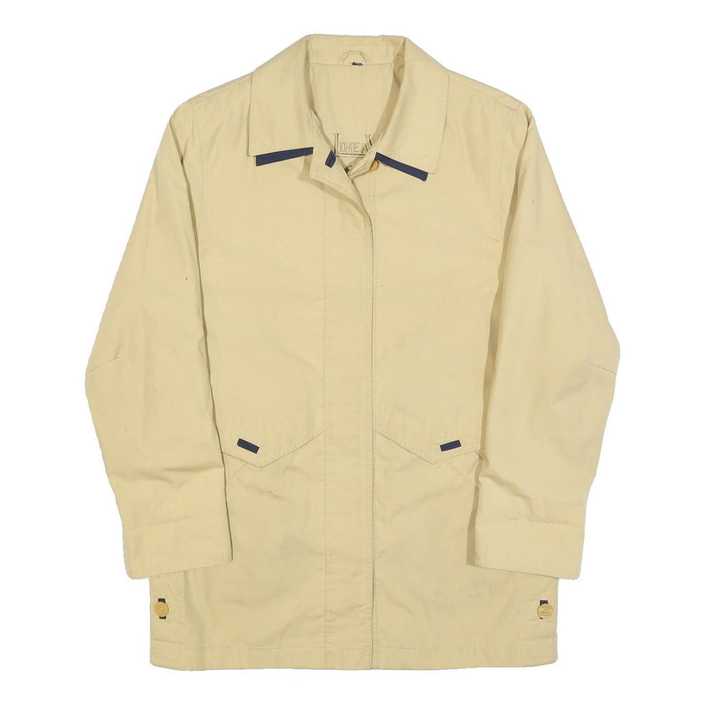 LINEAV Womens Beige Button Cotton Blend Casual Jacket S Plain Lightweight