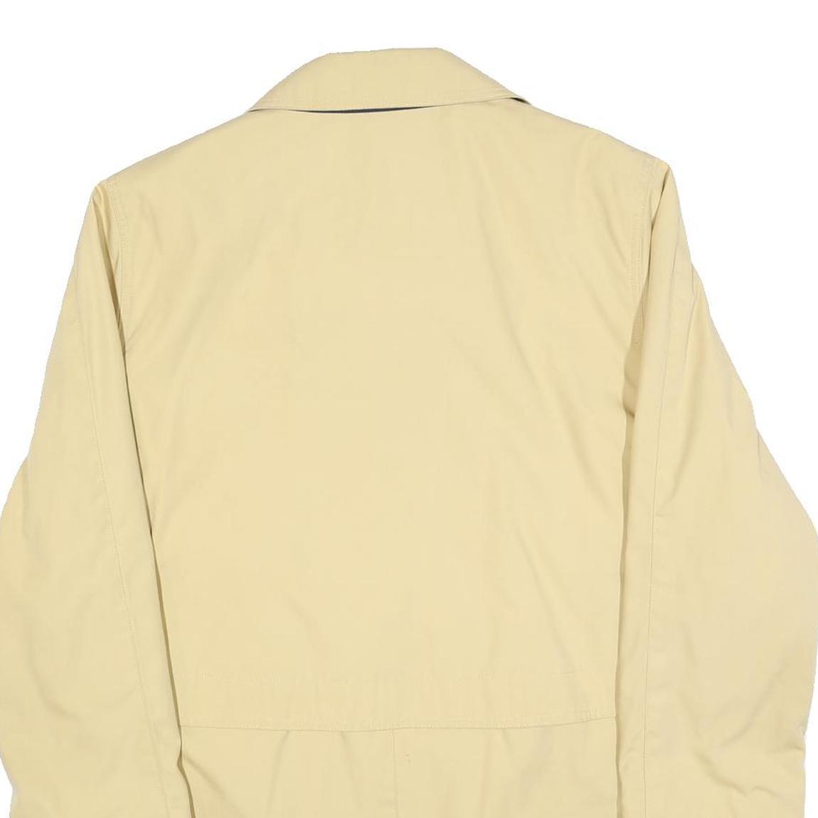 LINEAV Womens Beige Button Cotton Blend Casual Jacket S Plain Lightweight