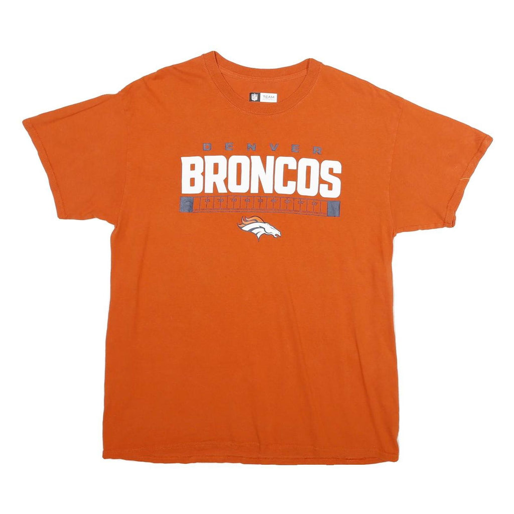 NFL Mens Orange Denver Broncos Graphic T-Shirt L Short Sleeve Crew Neck