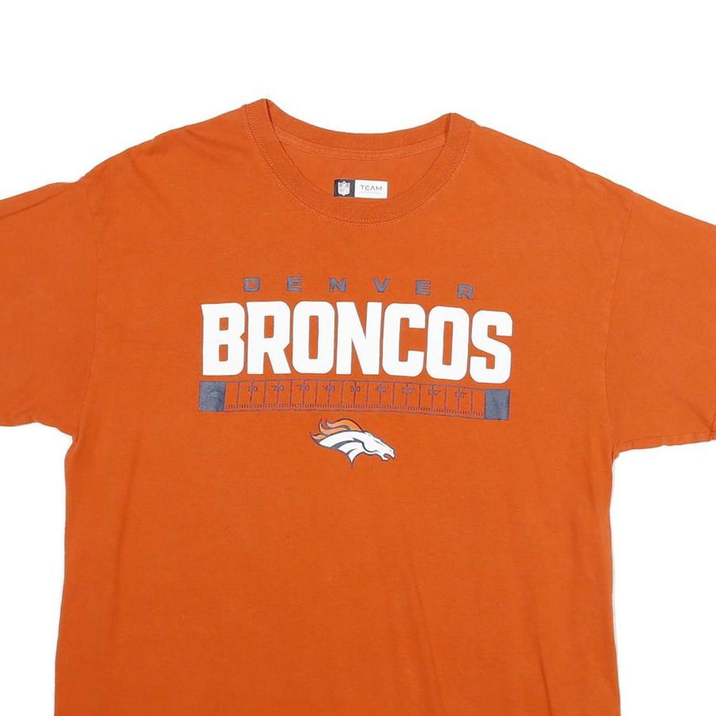 NFL Mens Orange Denver Broncos Graphic T-Shirt L Short Sleeve Crew Neck