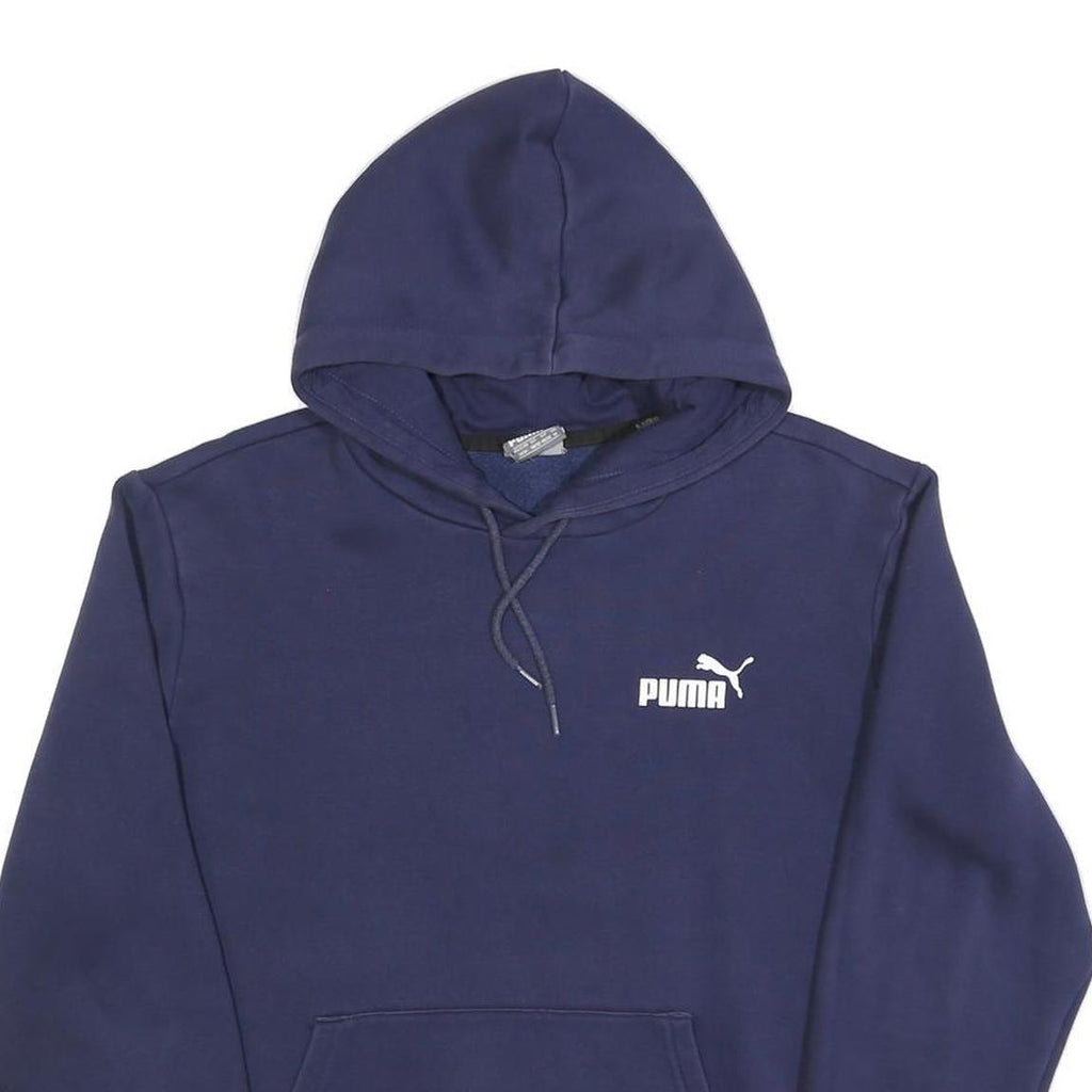 PUMA Mens Navy Hoodie M Cotton Blend Pullover Sports Casual Sweatshirt