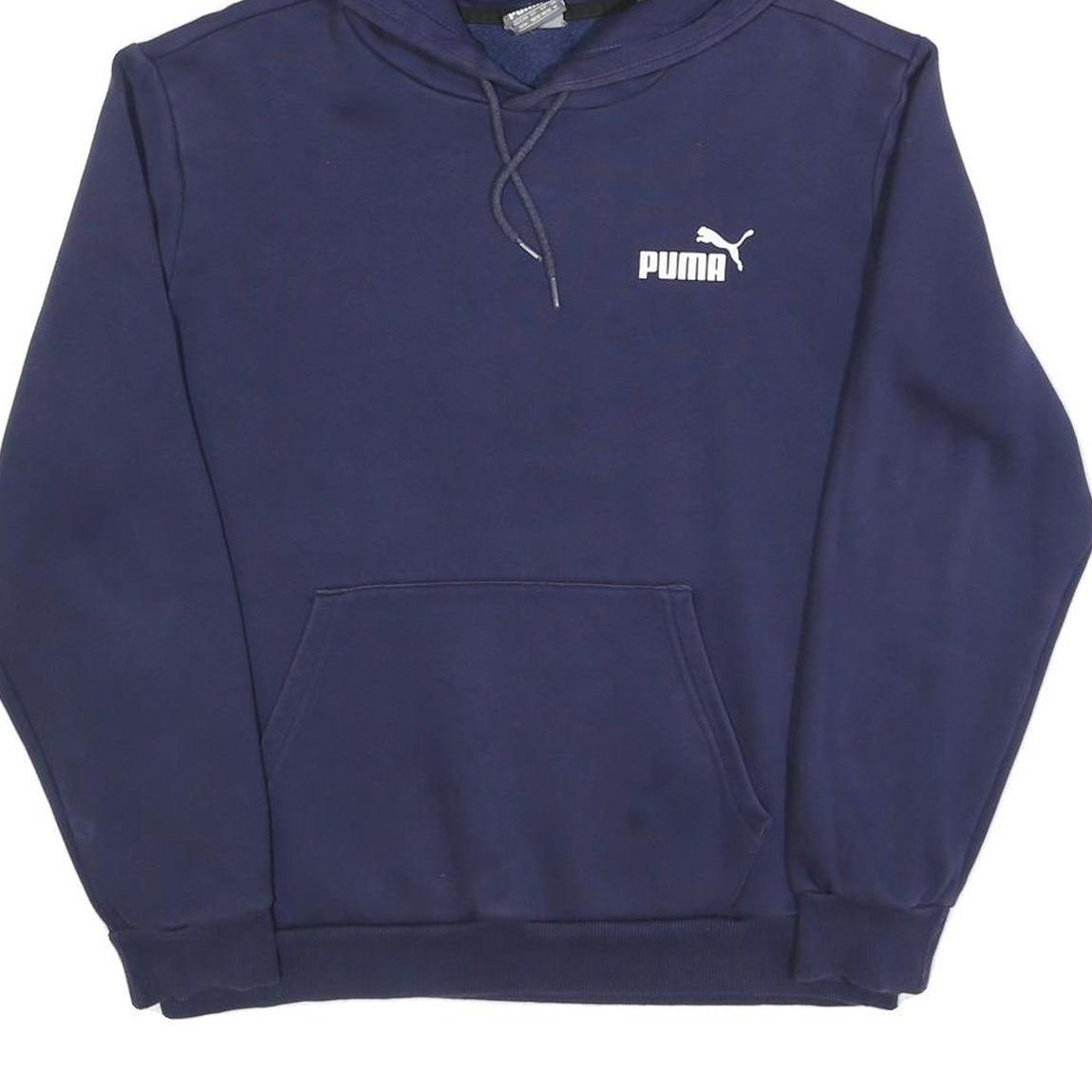 PUMA Mens Navy Hoodie M Cotton Blend Pullover Sports Casual Sweatshirt