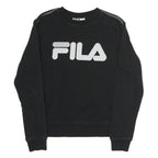 FILA Mens Black Sweatshirt Crew Neck S Cotton Blend Logo Pullover Casual