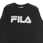 FILA Mens Black Sweatshirt Crew Neck S Cotton Blend Logo Pullover Casual