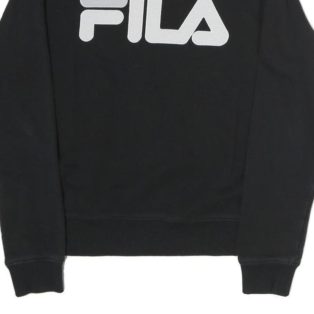FILA Mens Black Sweatshirt Crew Neck S Cotton Blend Logo Pullover Casual