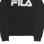 FILA Mens Black Sweatshirt Crew Neck S Cotton Blend Logo Pullover Casual