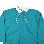 Womens Blue Nylon Button Jacket L Plain Casual Outerwear