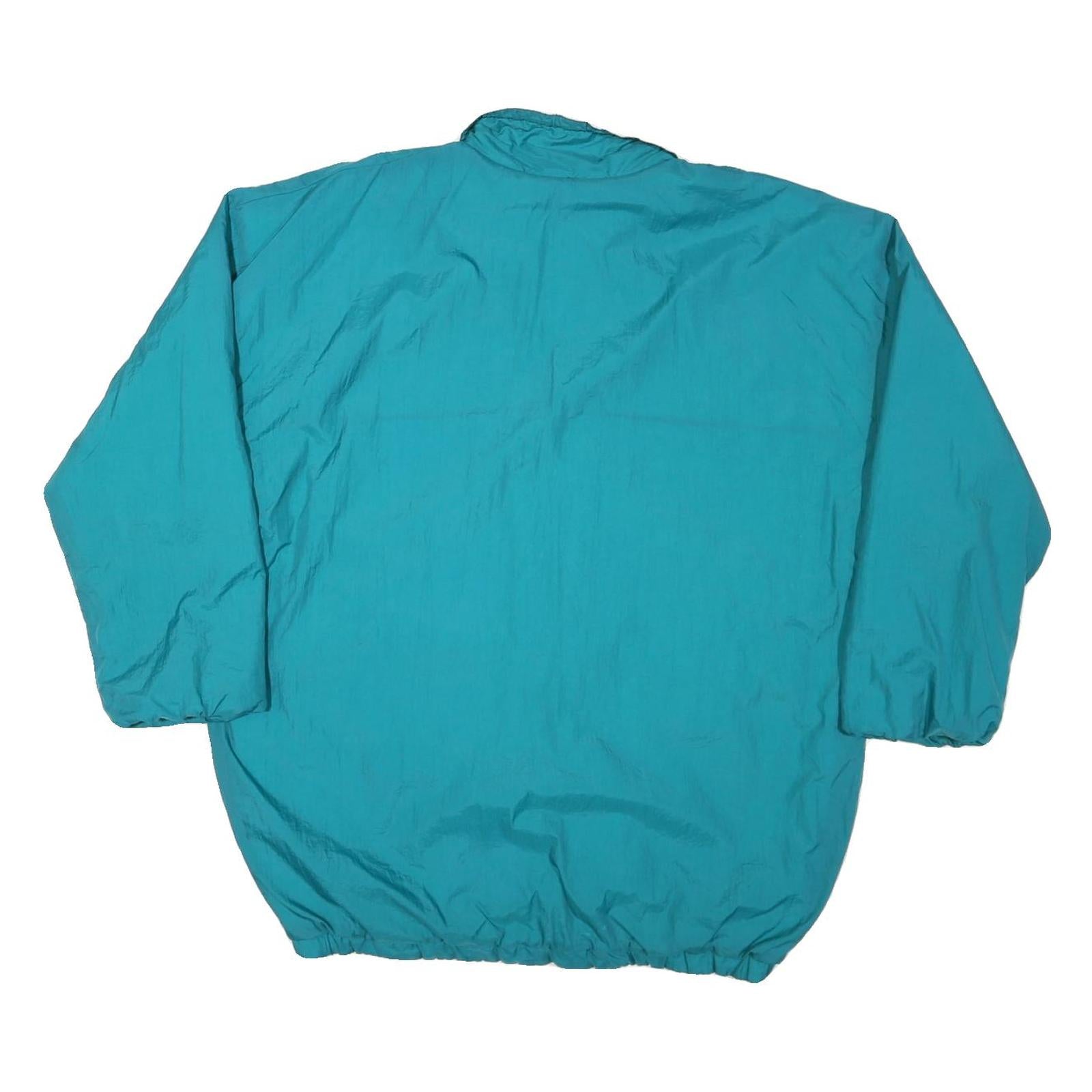 Womens Blue Nylon Button Jacket L Plain Casual Outerwear