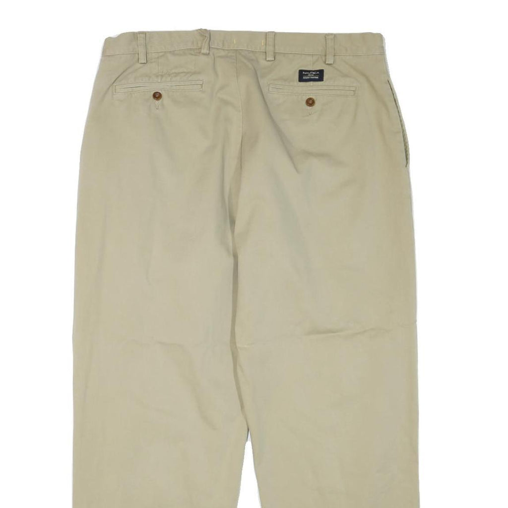 NAUTICA Mens Relaxed Beige Cotton Blend Zip Trousers W38 L32 Casual Classic