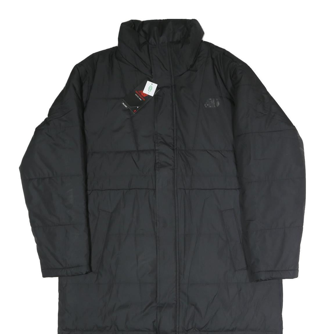 NEW BALANCE Mens Black Tracksuit Jacket L Polyester Plain Long Zip Warm