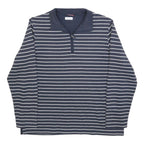 KINGFIELD Mens Blue & White Patterned Cotton Blend Jumper Half Zip Crew Neck M