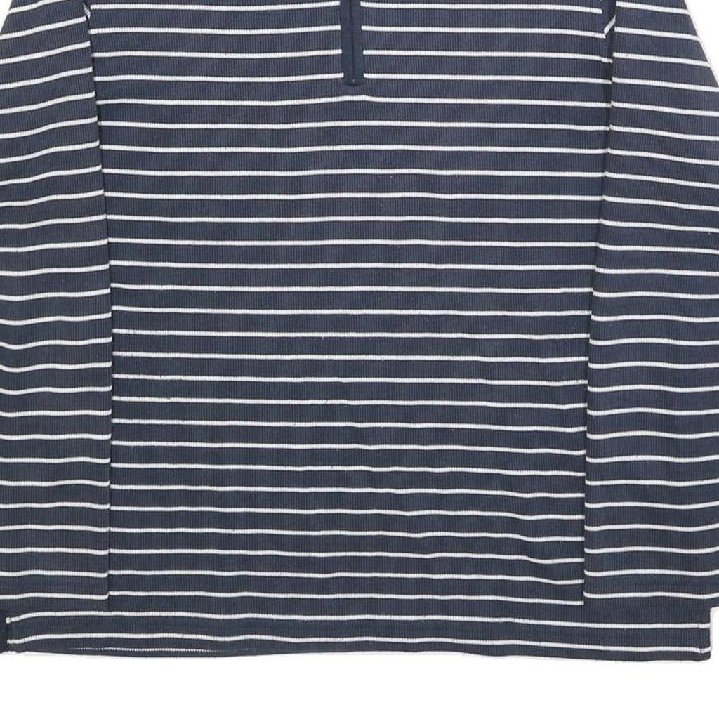 KINGFIELD Mens Blue & White Patterned Cotton Blend Jumper Half Zip Crew Neck M