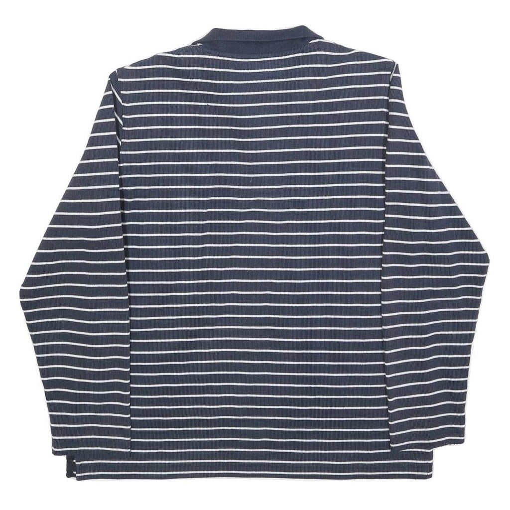 KINGFIELD Mens Blue & White Patterned Cotton Blend Jumper Half Zip Crew Neck M