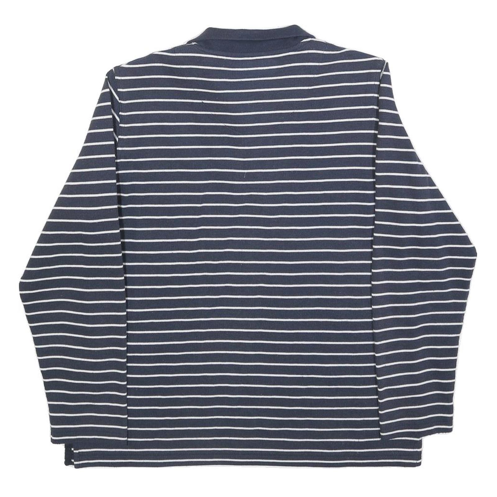 KINGFIELD Mens Blue & White Patterned Cotton Blend Jumper Half Zip Crew Neck M