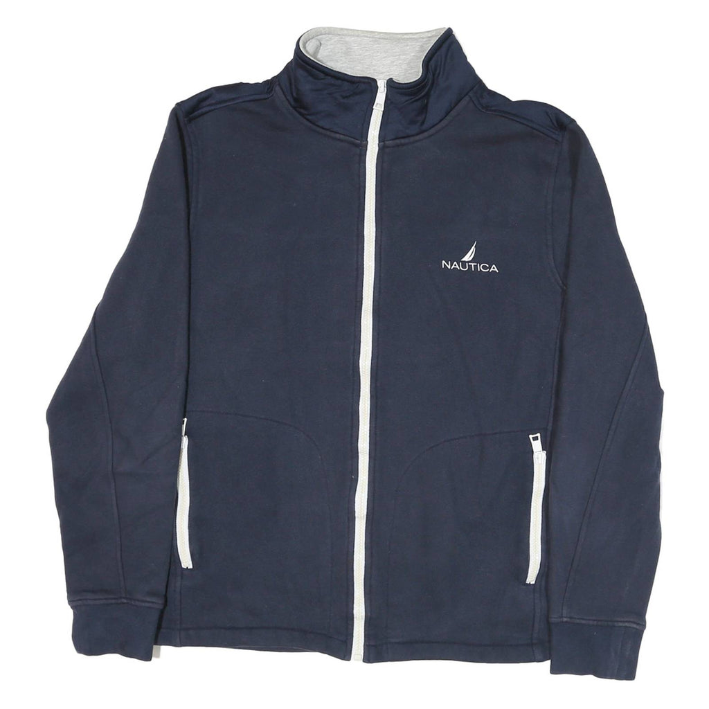 NAUTICA Mens Navy Zip Jacket L Cotton Blend Casual Lightweight Warm