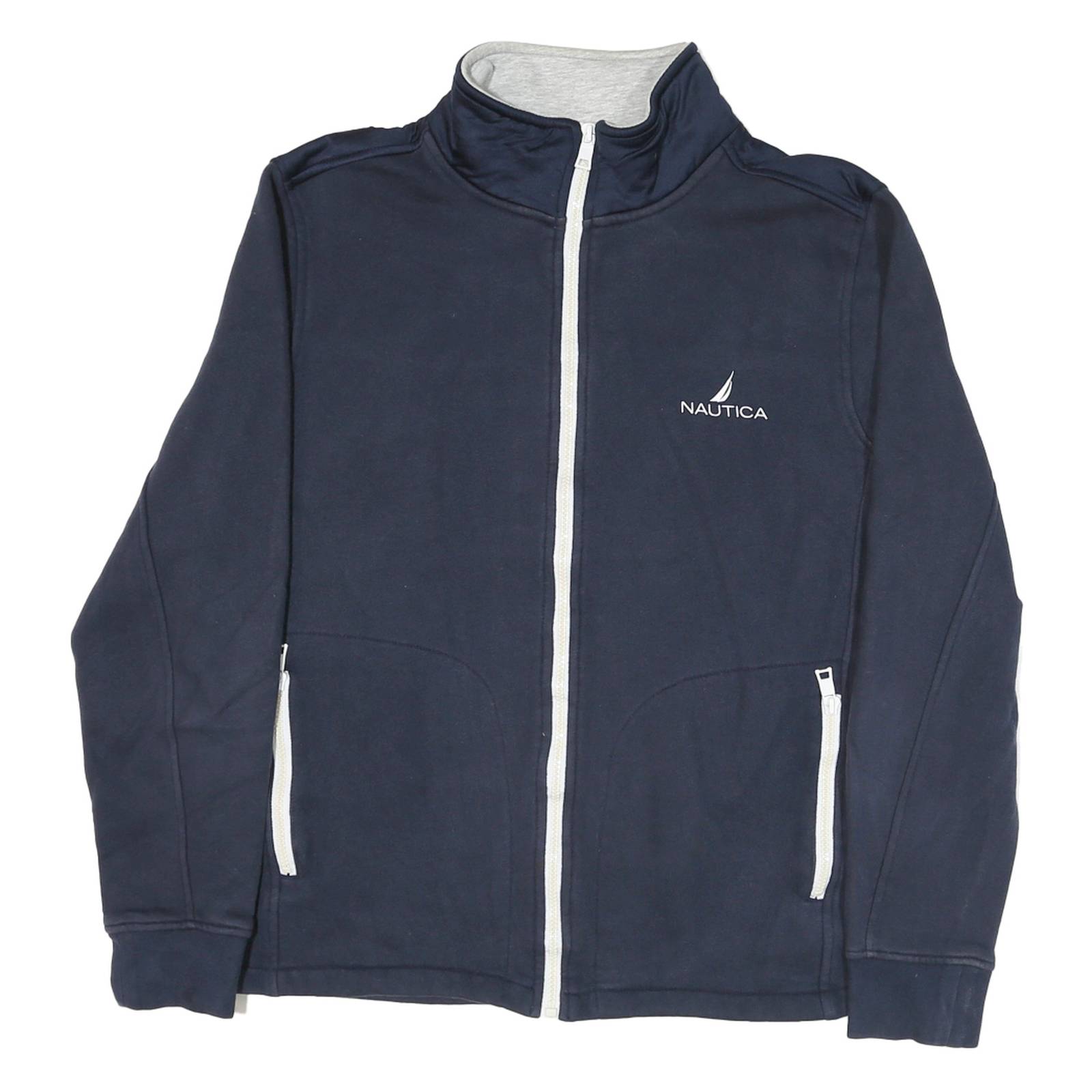 NAUTICA Mens Navy Zip Jacket L Cotton Blend Casual Lightweight Warm