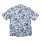 CLEARWATER Mens Blue Patterned Casual Shirt XL Cotton Short Sleeve Summer