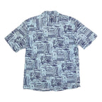 CLEARWATER Mens Blue Patterned Casual Shirt XL Cotton Short Sleeve Summer