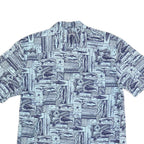 CLEARWATER Mens Blue Patterned Casual Shirt XL Cotton Short Sleeve Summer