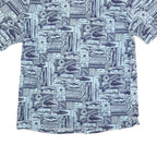 CLEARWATER Mens Blue Patterned Casual Shirt XL Cotton Short Sleeve Summer