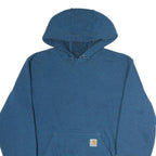 CARHARTT Mens Blue Pullover Hoodie S Logo Print Casual Comfort