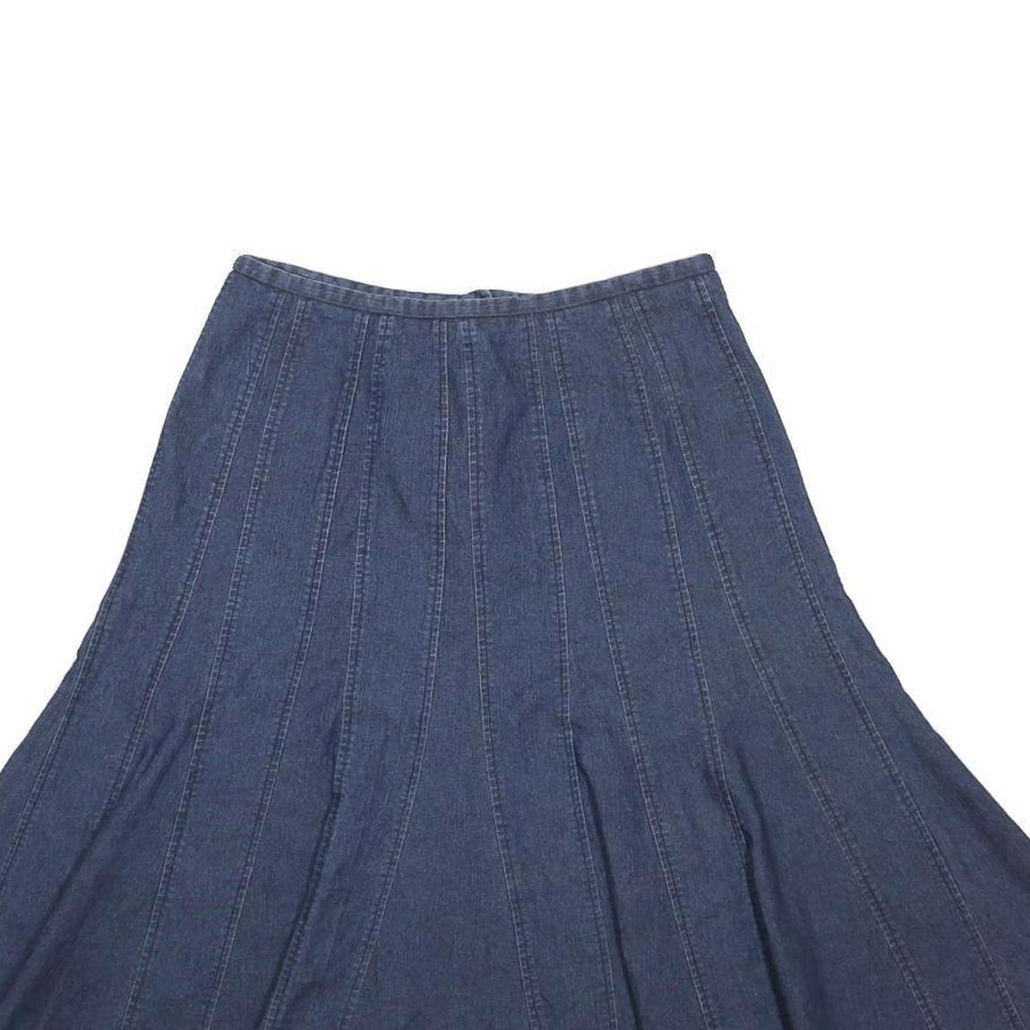 LARRY LEVINE Womens Blue Denim Flare Knee Length Cotton Blend Skirt S Stylish
