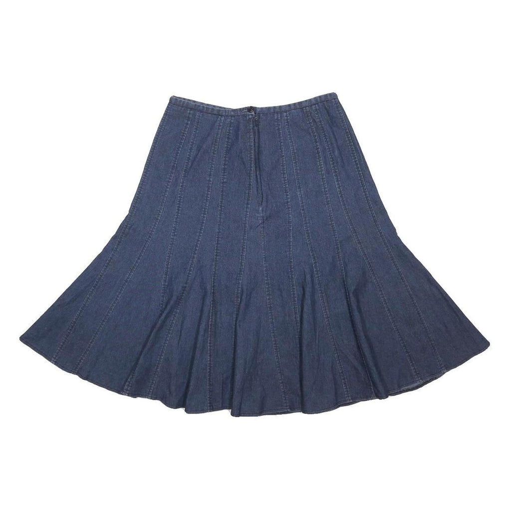 LARRY LEVINE Womens Blue Denim Flare Knee Length Cotton Blend Skirt S Stylish