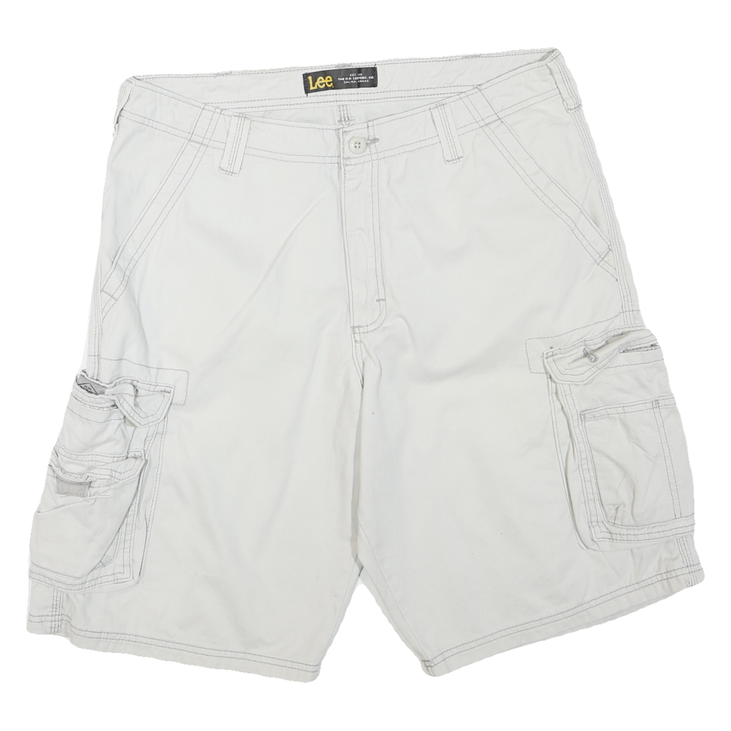 LEE Mens Shorts White Cargo Cotton Blend M W34 Utility Pocket Design