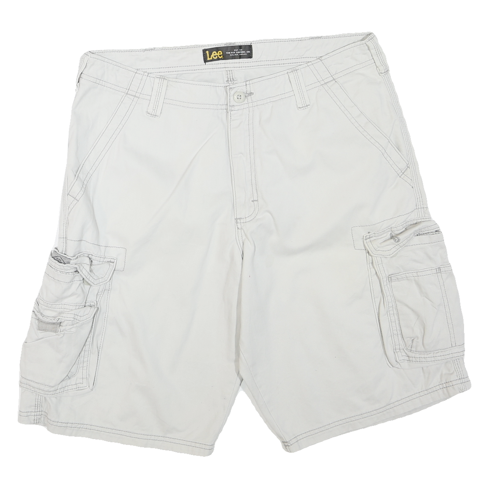 LEE Mens Shorts White Cargo Cotton Blend M W34 Utility Pocket Design