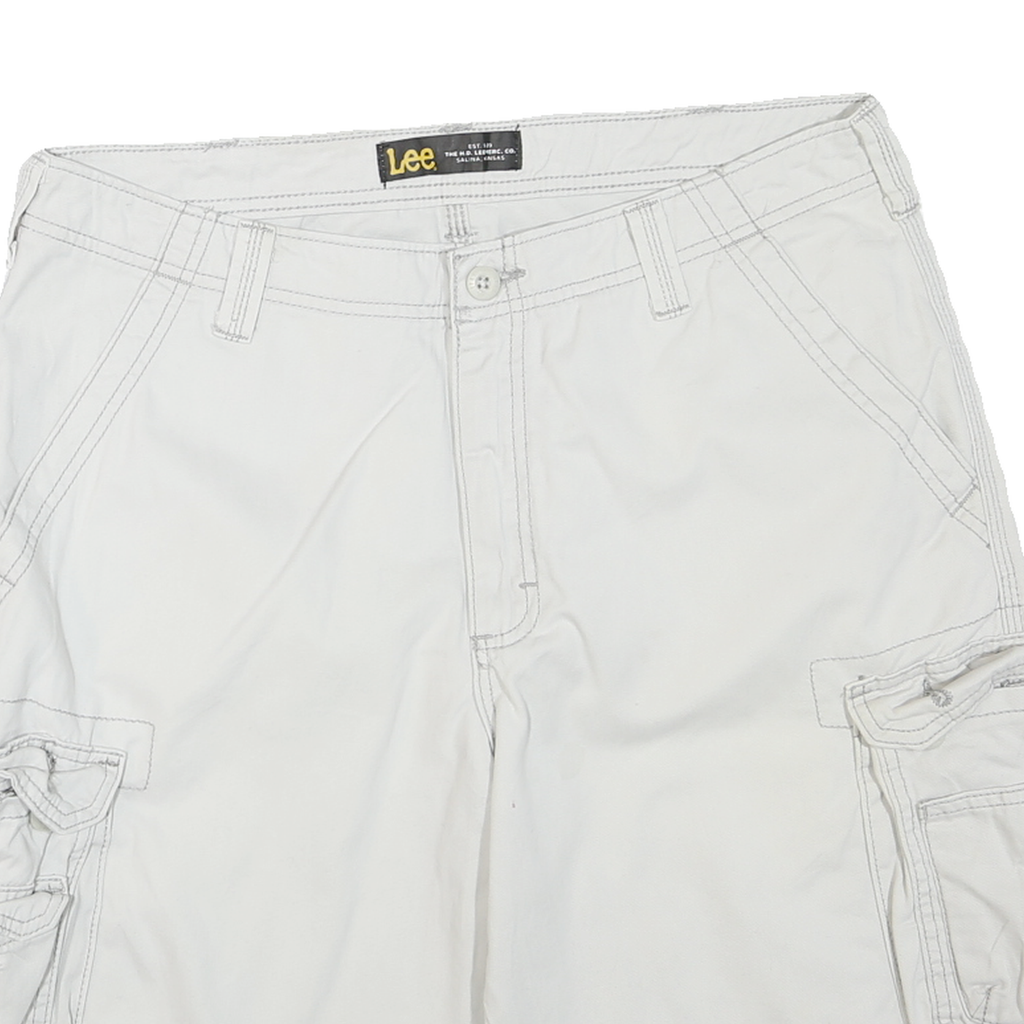 LEE Mens Shorts White Cargo Cotton Blend M W34 Utility Pocket Design
