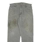 DICKIES Mens Cotton Blend Grey Regular Fit Straight Leg Trousers W36 L31