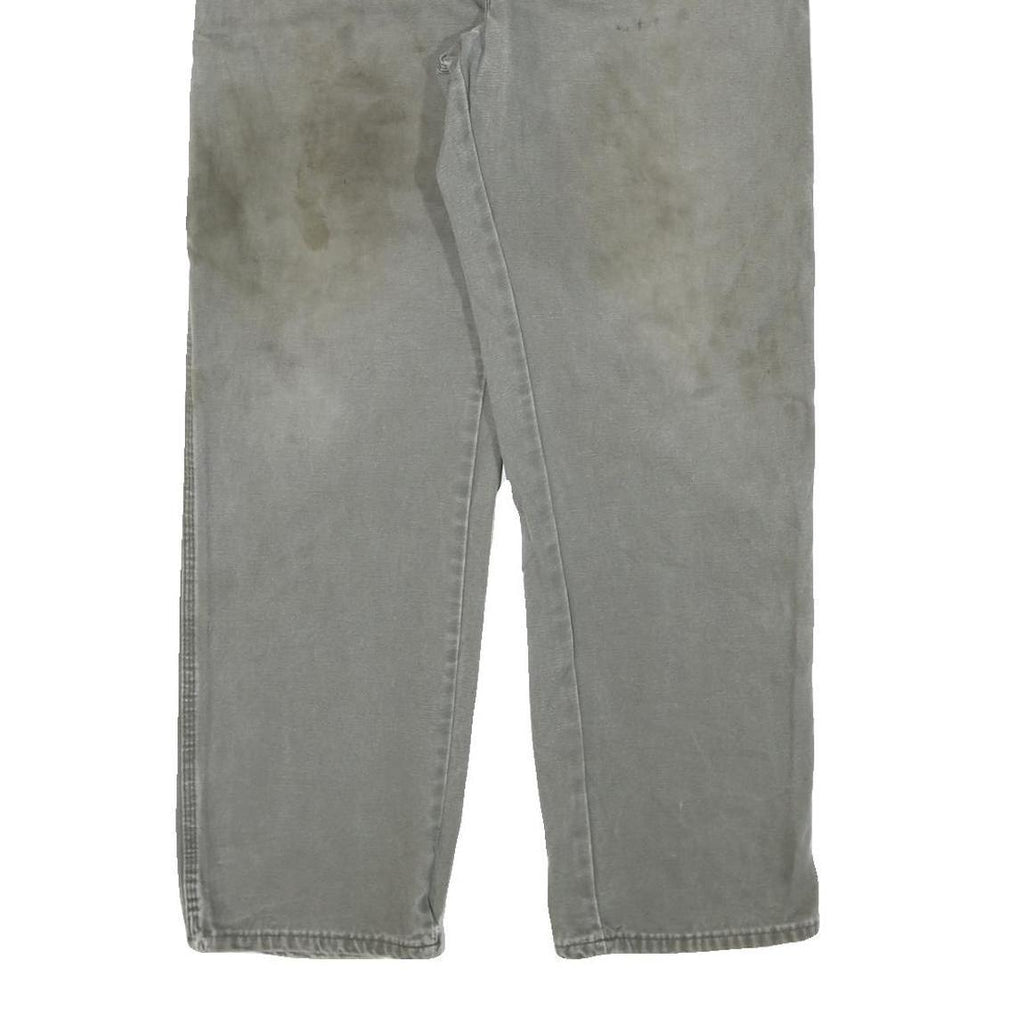 DICKIES Mens Cotton Blend Grey Regular Fit Straight Leg Trousers W36 L31